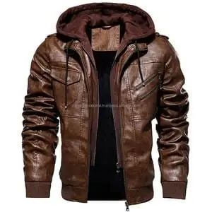 Brown tactical jacket with a hood