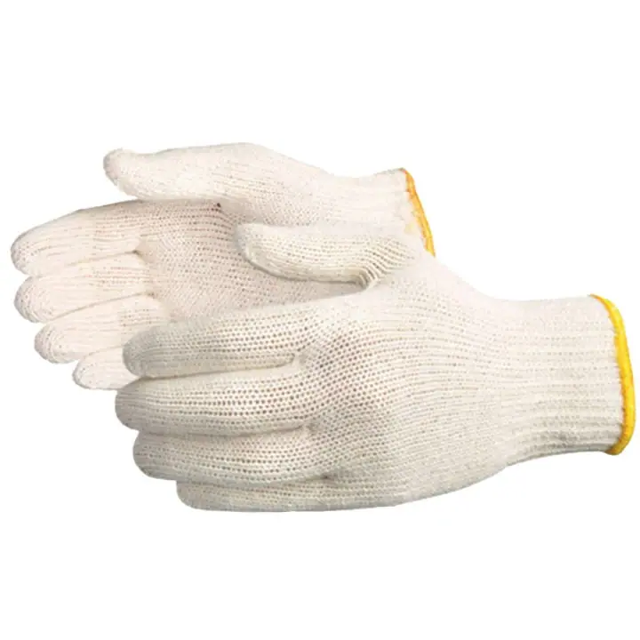 White cotton gloves with yellow-edged cuffs