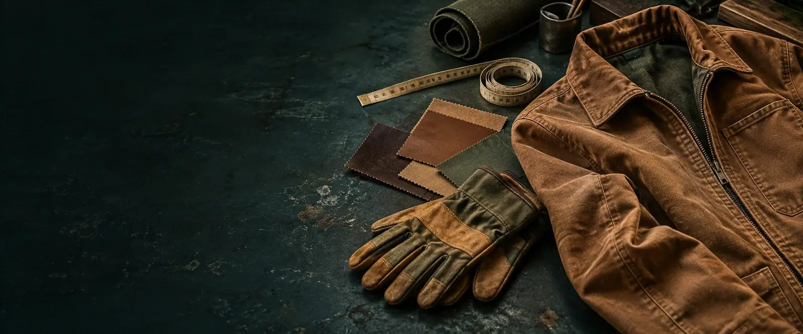 Jacket, glove and instrument sourcing references arranged together